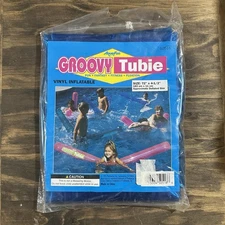 VTG NOS 72" x 4.5" Inflatable See-Thru Blue VINYL 1995 Poolmaster Groovy Tubie