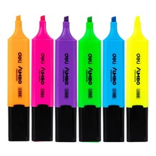deli Highlighter 6 Colours - Chisel Tip 1 count (Pack of 6), Multicolor