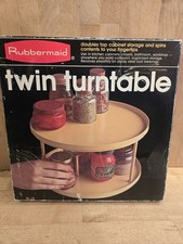 Vintage Rubbermaid Twin Turntable Lazy Susan 2937 Almond Original Box 1981 NOS