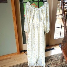 Lulu's Love That Blooms Yellow Floral Lined Maxi Sz. L Dress NWT
