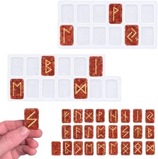 2PCS Rune Stones Silicone Mold, 25 Cavities Dice Molds for UV Resin, Epoxy Resin