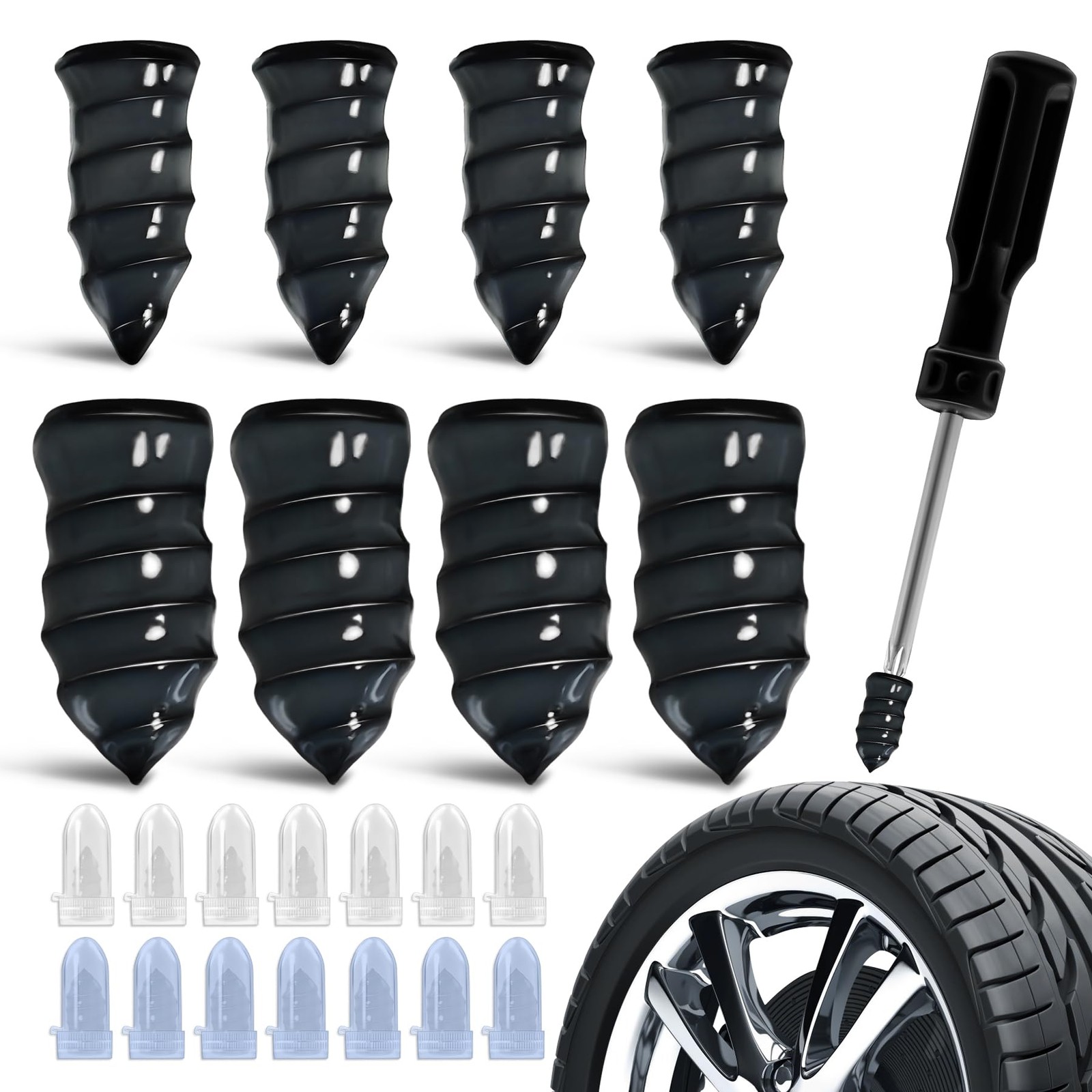 Kit 50 Chiodi Gomma Riparazione Pneumatici Sottovuoto Ripara Forature Auto