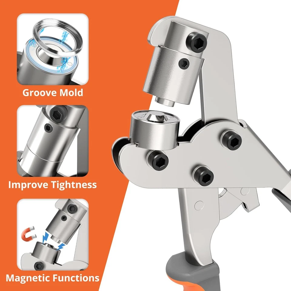 Handheld Grommet Tool Kit Eyelets Button Pliers Lightweight Manual Puncher - image 2 of 4