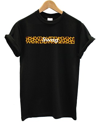 Leopardenmuster Swag T-Shirt Dope Urban Streetwear Hip Hop Herren Damen Mädchen Kind Neu