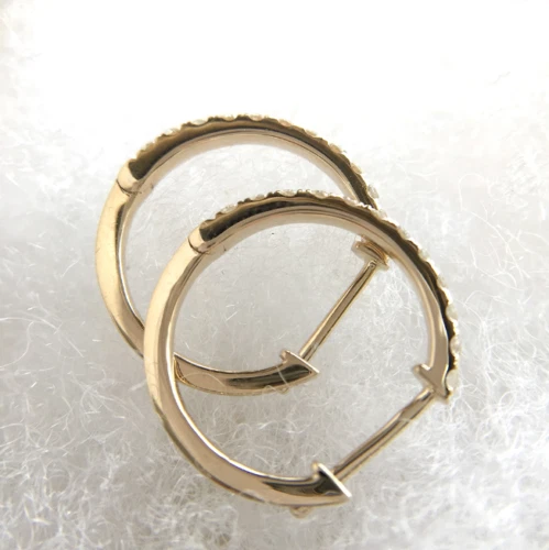 1Ct Round Cut Simulated Diamond Hoop Earrings 14K Yellow Gold Finish - Image 3 of 4