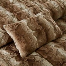 COZY ULTRA SUPER SOFT LUXURY PLUSH FAUX FUR BROWN TAN TAUPE CHIC COMFORTER SET