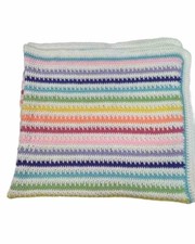 Handmade Crochet Throw Blanket 45  x 43  Rainbow Afghan Lap Granny Baby Square