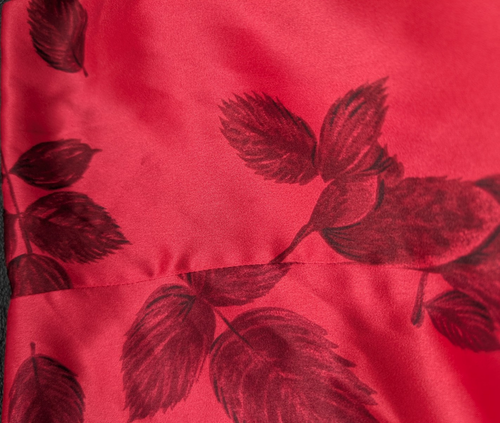 Natori Vintage Maxi Robe Kimono Leaf Red Side Slits Loungewear Size Medium - Picture 10 of 12