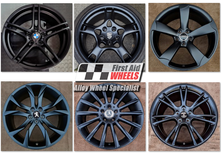 SATIN BLACK POWDER COAT REFURBISHMENT for 19'' ALLOY WHEELS NW