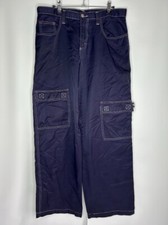 Vintage Break Down Baggy Wide Leg Blue Cargo Pants 90s Y2k Goth Skater Sz 11 USA