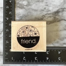 Friend Flowers Circle Rubber Stamp