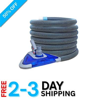 #ad Versatile Pool Vacuum Set: 24ft Hose amp; Weighted Triangular Head for Deep Clean