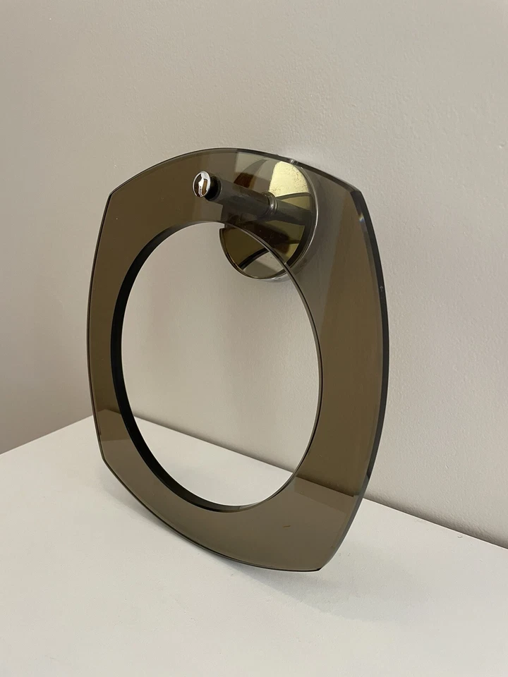 Porte serviettes en verre fumé années 70 - Photo 2/4