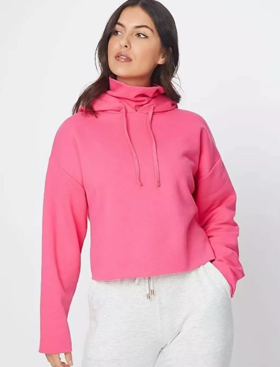 BNWT SIZE M MEDIUM GEORGE BUBBLEGUM PINK CROPPED HOODIE SWEATSHIRT