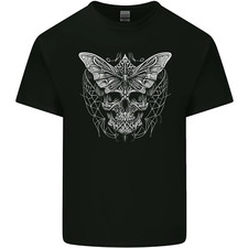 A White Moth Skull Mens Cotton T-Shirt Tee Top