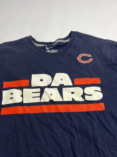 CHICAGO BEARS Shirt Men's Short Sleeve Crew Neck NIKE Da Bears Blue Size XL - Picture 2 of 5
