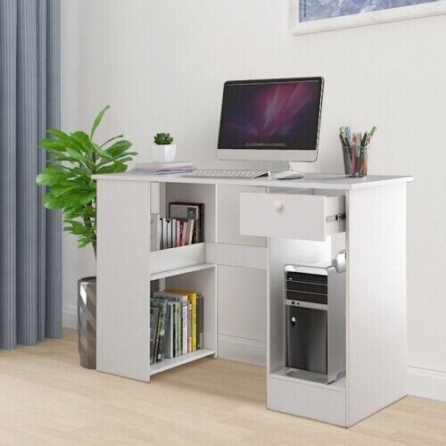 Computer Desk H Shaped PC Laptop Gaming Table W/ Book Shelves Bookcase UK - Picture 3 of 9