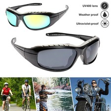2 Pair Motorcycle Sports Biker Riding Glasses Padded Wind Resistant Sunglasses