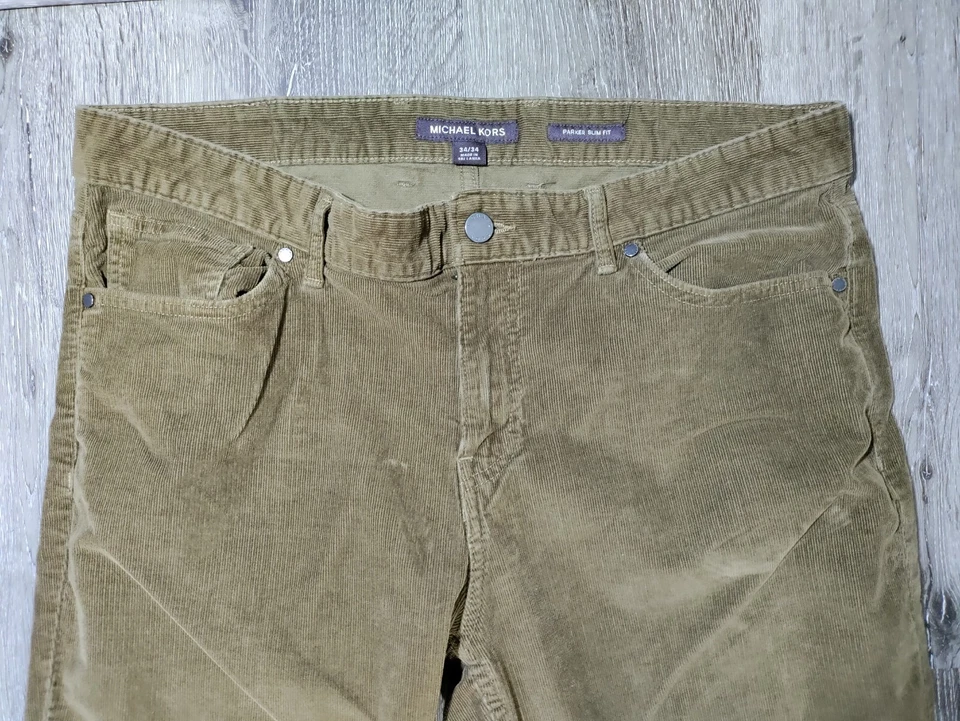 Pantalones de pana para hombre Michael Kors Parker 34x34 calce ajustado tostado Foto 2 de 4