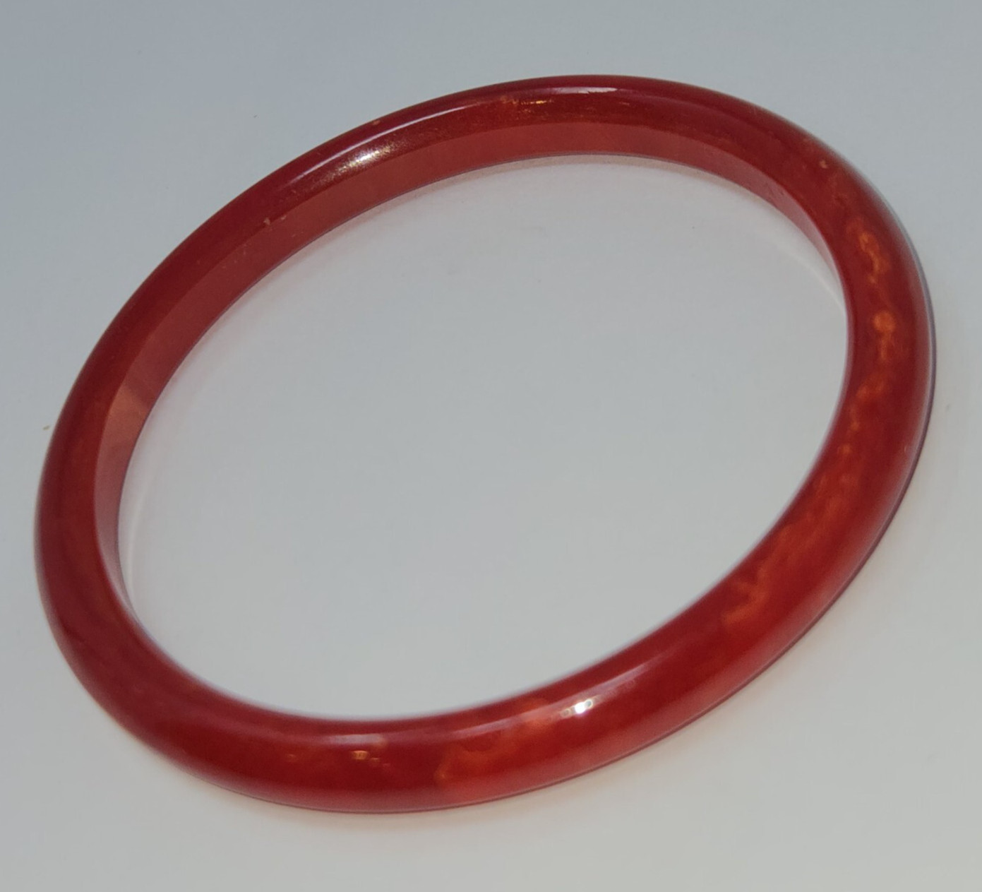 Bakelite Bangle Bracelet Red Marble Candy Apple C… - image 1