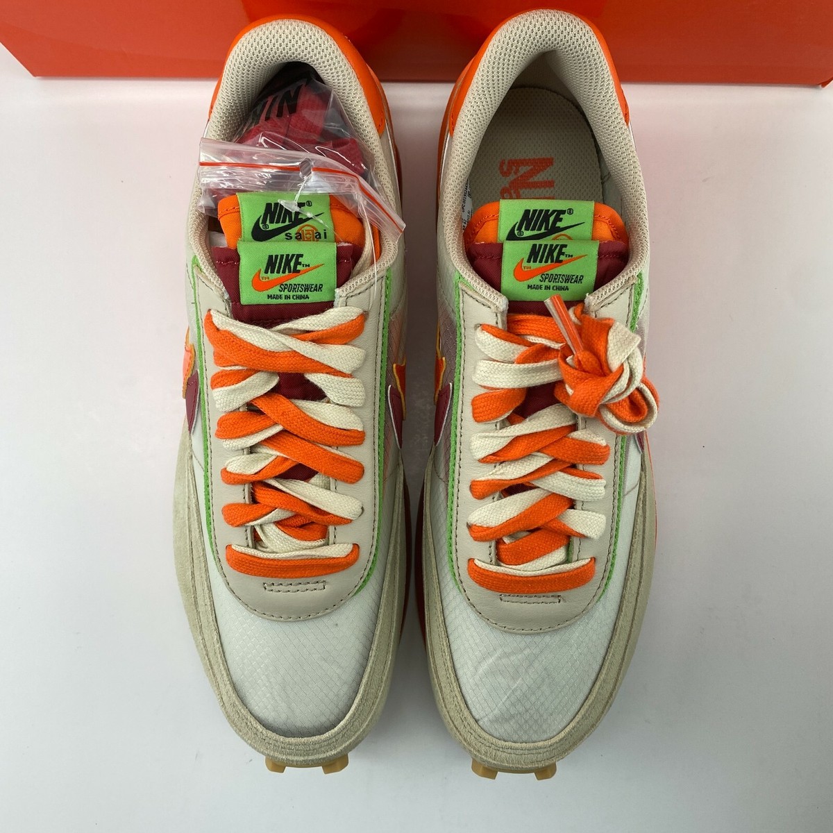 Nike LD Waffle | sacai CLOT Kiss of Death Net Orange Blaze