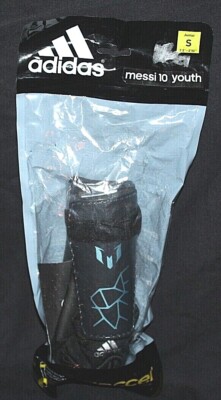 adidas Messi 10 Youth Black/Blue Junior Style Hard Shin Guard/Shield