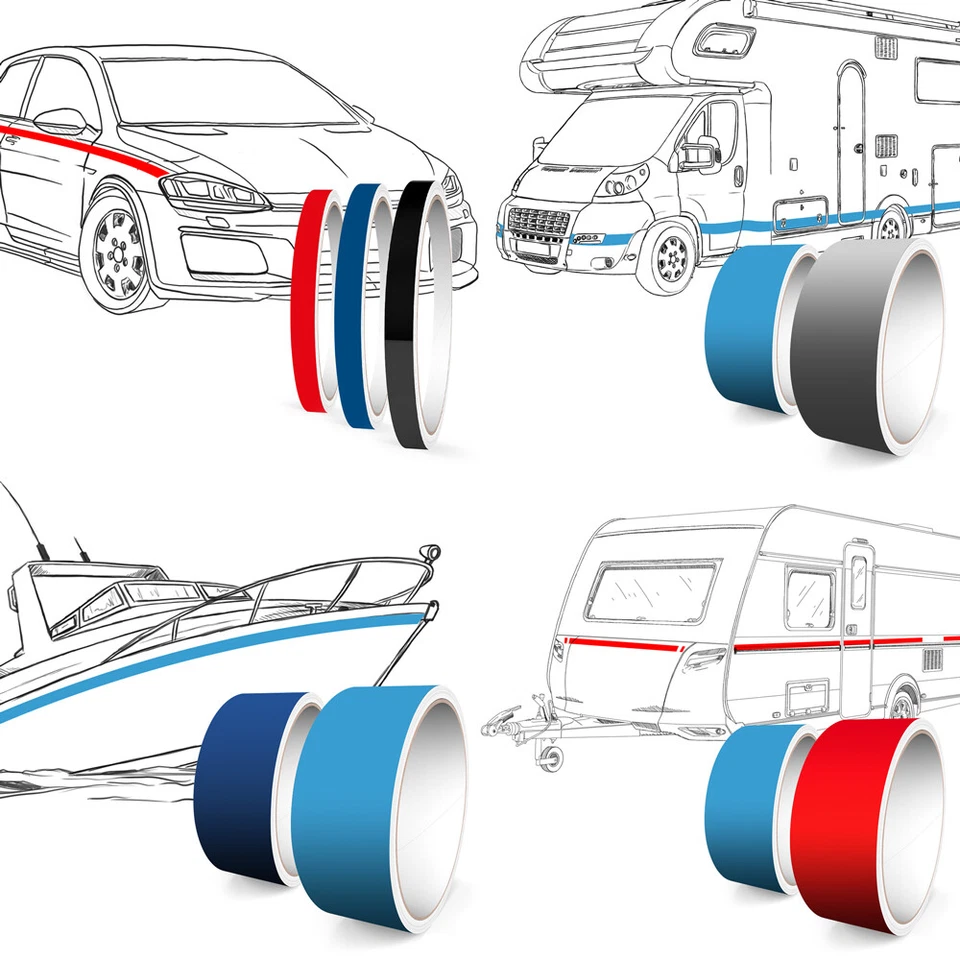 Zierstreifen 15mm 10 Meter Blau Matt RAL 5015 Auto Boot Motorrad Wohnmobil WoWa - Bild 3 von 4