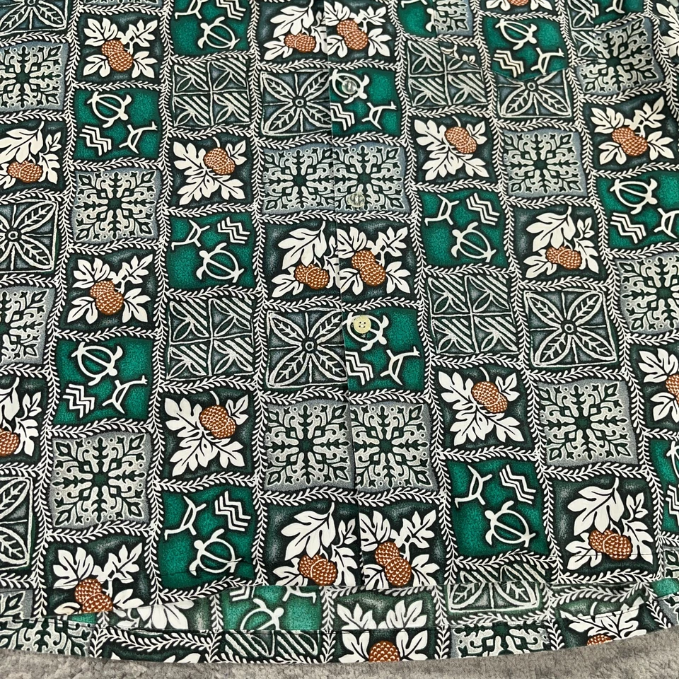 Vintage Malihini Hawaiian Shirt Mens XL Green Tiki Sea Turtle Print 70s 80s USA Foto 3 de 4