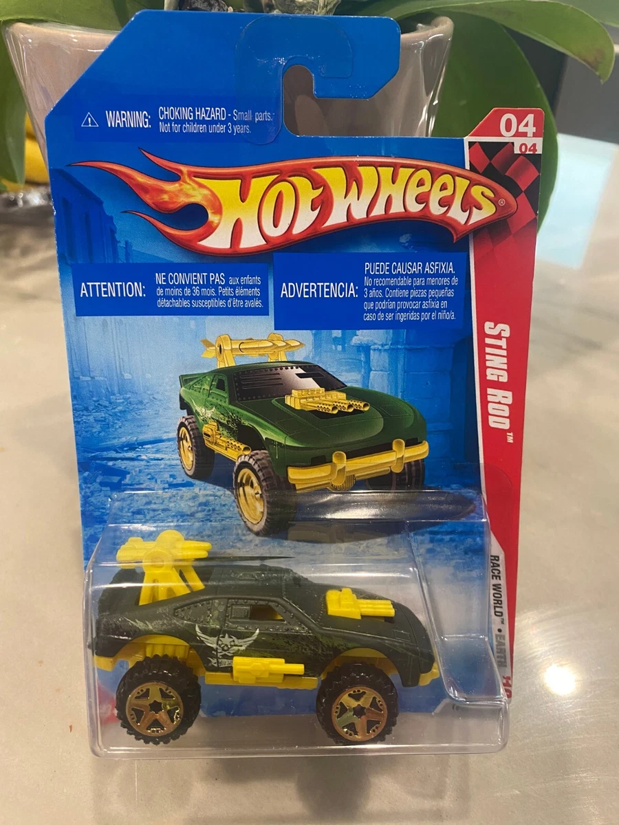 2010 Hot Wheels Sting Rod Race World Earth 10 Green Military Variant