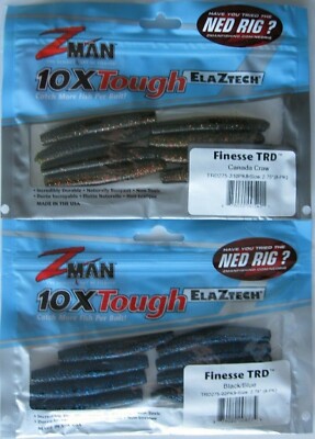 2 ZMAN FINESSE TRD ElaZtech Ned Bait - 8/Pk - 2-3/4'' - Black/Blue & Canada Craw