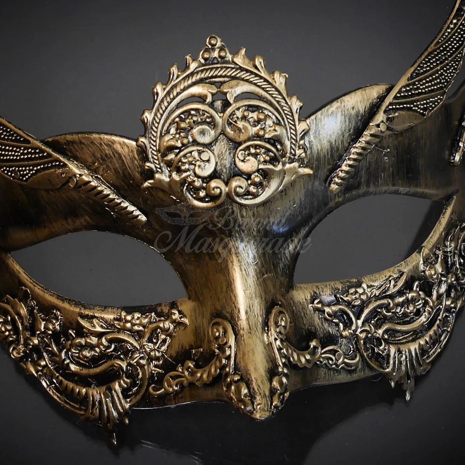 女士蒸汽朋克威尼斯人钉天使服装假面面具 [金色] — 第 4/4 张图片