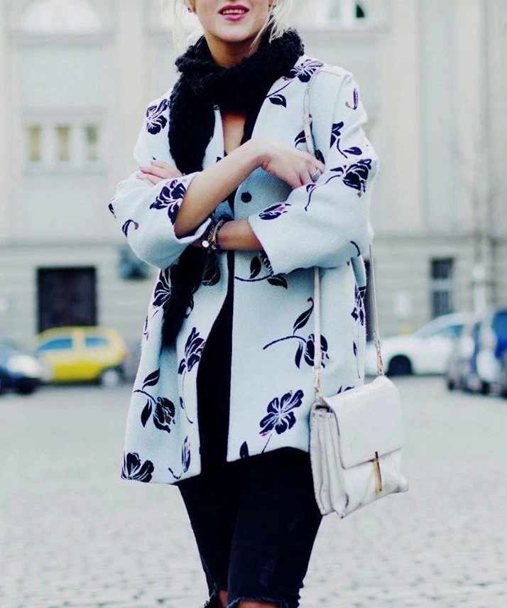 ZARA Giacca Mantella Fiori Stampa Kimono Floreale Jacquard Cappotto TAGLIA S