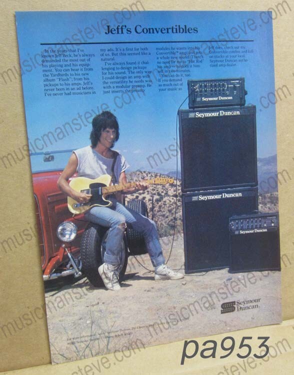 1985 SEYMOUR DUNCAN AMP PRINT AD - "Jeff's Convertibles" shows Jeff Beck & amps