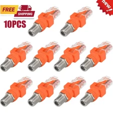 10 Pcs Coaxial to Ethernet Adapter F Female to RJ45 Male Converter for Line Tes