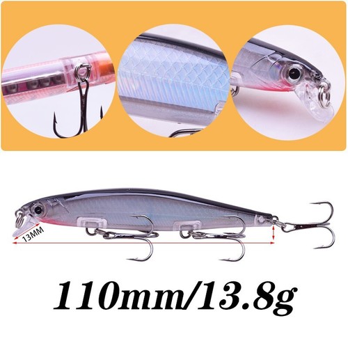 Fishing lures Crank Fresh & Saltwater Fishing 3 Treble Hooks(CB05-BlkSilBlu) - Picture 5 of 5