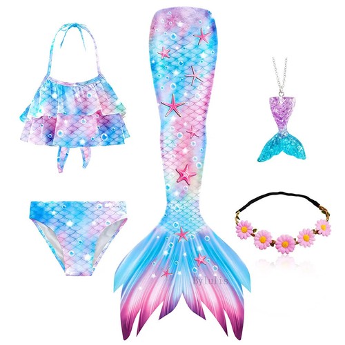 Kids The Little Tails Children Swimsuit Bathing Suit Halloween Costume Girll Can - Picture 21 of 51