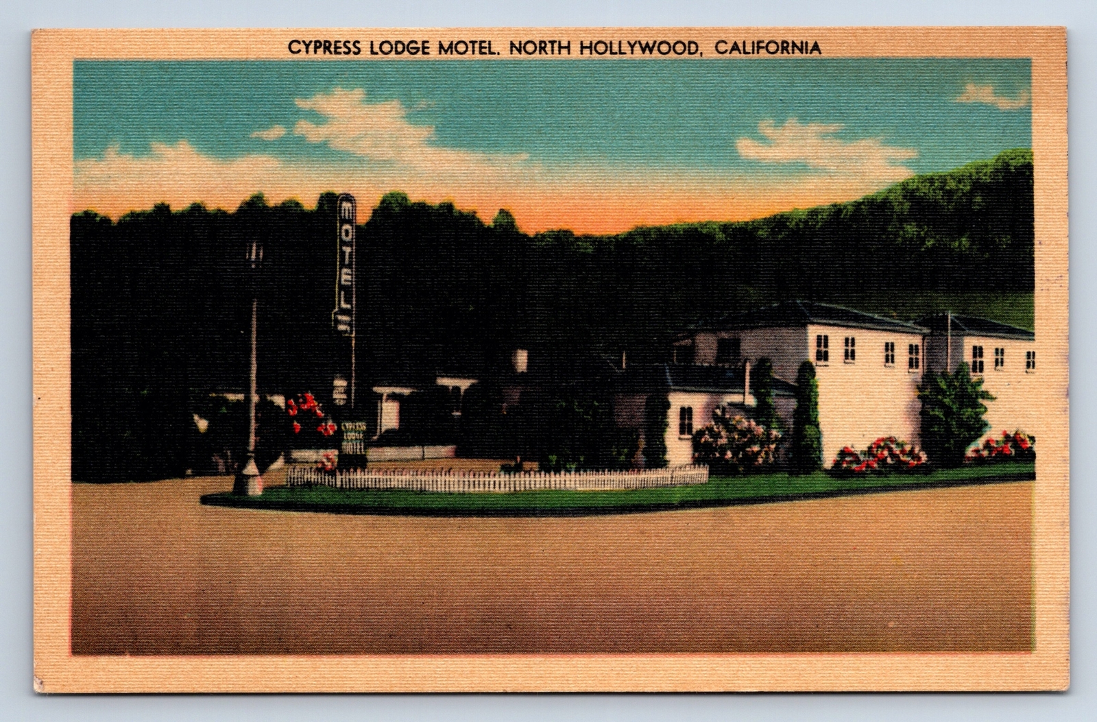 Vintage Postcard Cypress Lodge Motel North Hollywood CA Linen a7 | eBay