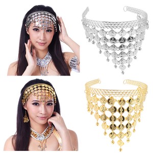2 Pack Coins Belly Dance Triangle Headband Party Headpiece Gypsy Jewelry
