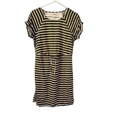 Old Navy Women’s Olive Green Striped Waisted Shirt Dress. Medium