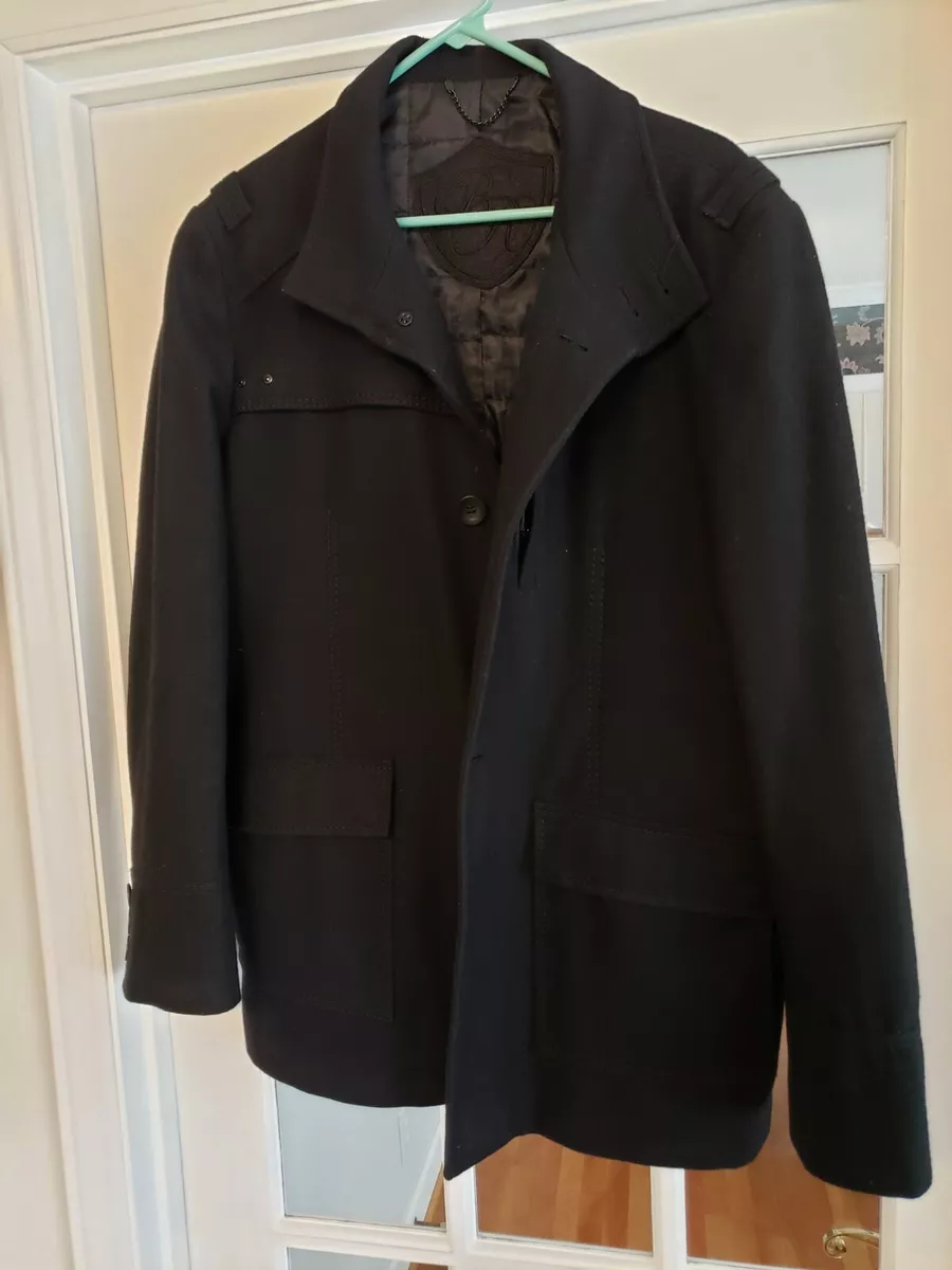 MENS BLACK RIVET WOOL BLEND JACKET SIZE LARGE GREAT CONDITION eBay