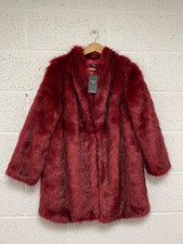 Joanna Hope Faux Fur Coat Red - Winter Evening Party Occasion - Bnwt - Uk 12
