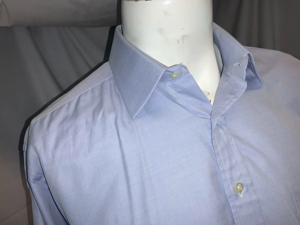 Hickey Freeman Collection French Cuff Shirt 15 33 Blue Cotton Canada YGI D0-619 - Image 3 of 4