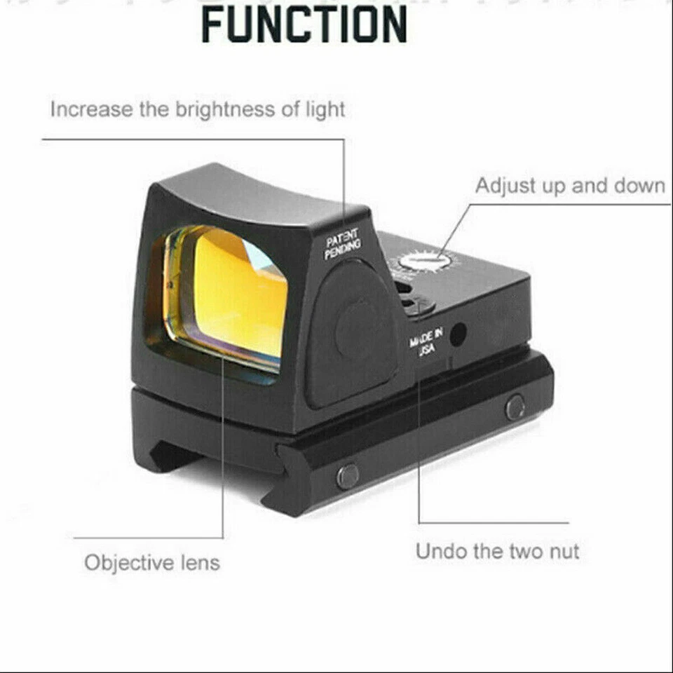 Tactical Mini RMR Holographic Sight Red Dot Reflex Scope w/ 20mm Mount for Glock - Image 3 of 4