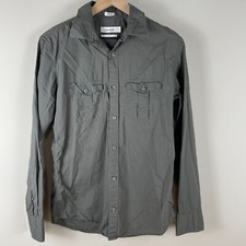 Calvin Klein Mens Size Small Gray Slim Fit Long Sleeve Button Down Shirt EUC