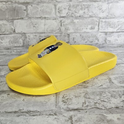 New Polo Ralph Lauren BIG POLO BEAR Pool Slide Sandal YELLOW Men Size 13 New Polo Ralph Lauren BIG POLO BEAR Sandals Pool Slides  main image 4