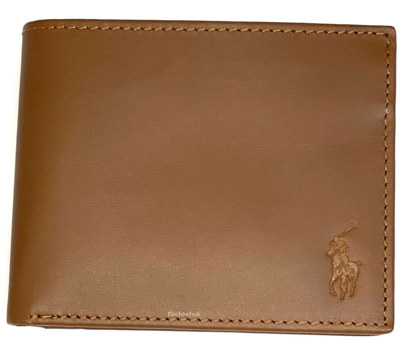 Polo Ralph Lauren Men's Bifold Leather Signature Pony Wallet with Pass Case_Tan