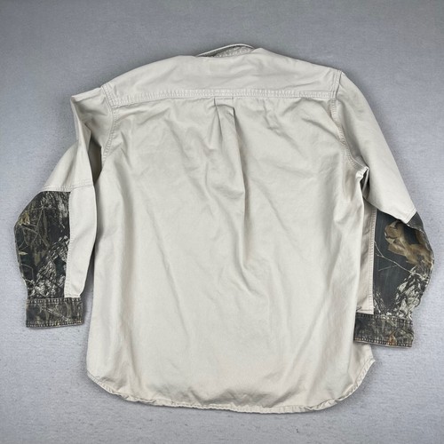 Vintage Mossy Oak Camo Shirt Mens XL Tan Button Up Baggy Shooting Y2K - Picture 5 of 15