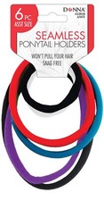 ASST SIZE Seamless Ponytail Holders 6pcs ASSORT