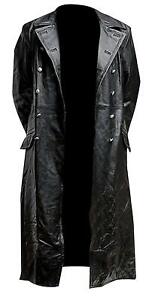 Mens Leather Trench Coat  Genuine Lambskin Long Jacket Knee Length Winter Coat