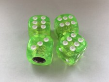 Lime Green 4 Pcs Translucent Dice Tire Wheel Valve Stem Cap Bike Car Truck